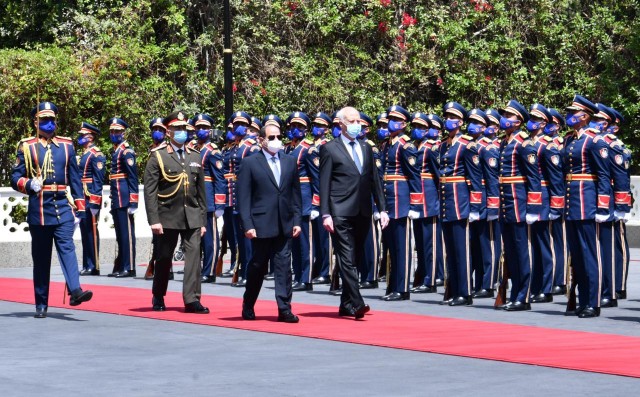 الرئيس السيسي خلال استقبال رئيس تونس 