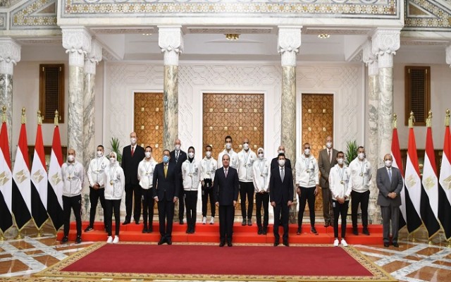 الرئيس السيسي مع أبطال مصر بأولمبياد طوكيو